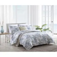 Tommy Bahama - Queen Dynebetr?k S?t Bomuld Senget?j med Matchende Shams & Knaplukning Super Soft Senges?t (Bakers Bluff Blue Queen)