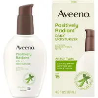 Aveeno Positivt Radiant Daily Face Moisturizer med SPF 15 Solcreme Hydrating Facial Moisturizer med sojaekstrakt for at forbedre hudtonen og teks