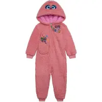 Sesame Street Abby Cadabby Toddler Piger Hyggelig Sherpa Zip Up Cosplay Kostume Overall Pink 2T