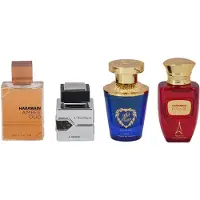 Al Haramain duftgaves?t til unisex - 4-10 ml hver (Amber Oud Gold Edition + L'aventure + Azlan Oud Bleu Edition + Rouge)