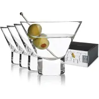 Viski Crystal Stemless Martini-briller - Sjove cocktailbriller Krystalklare Coupe-glasgaves?t 7,5 oz Martini-briller s?t med 4