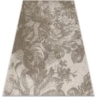 Rugsx Sisaltæppe SISAL FLOORLUX 20491 BLOMSTER champagne / mørkgrå 140x200 cm