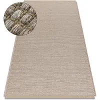 Rugsx Tæppe JUTE 3652 beige / grå enfarvet - jute, fladvævet, frynser 80x150 cm