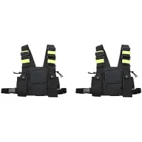 Typecat 2X Walkie Talkie Double Chest Bag Radio Reflective Chest Harness Holder Bag Vest Rig Walkie Talkies Front Pack Pouch A
