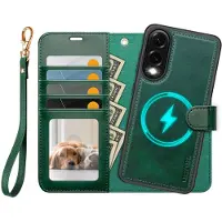 Ocase til Samsung Galaxy S25 Edge aftageligt pungetui med kortholder [2 i 1] PU-lder Flip Folio-etui med RFID-blokeringsstativ Hndledsrem Stds