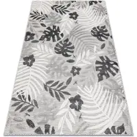 Rugsx Tæppe Strukturelt BOTANIC 65245 Monstera forlader fladvævet på balkonen, terrasse - grå 196x290 cm