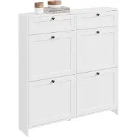 SoBuy FSR208-W slankt skoskab, hvid, 100x19x107 cm