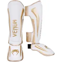 Venum Elite Standup Shin Guards -White/Gold - L