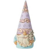 Enesco Jim Shore Heartwood Creek Gnome, der holder en kat figur 5,75 tommer flerfarvet