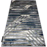 Rugsx Tæppe DE LUXE moderne 460 Linjer - Strukturelle marineblå blå / guld 200x290 cm
