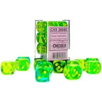 Chessex Gemini terningblok | Sæt med 12 størrelse D6 terninger | Designet til brætspil Rollespil og miniatyrspil | Premium kvalitet 16 mm | Gennemsigtig