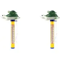 Melitt 2X Cartoon Pool Thermometer Floating Swimming Pool Thermometer Outdoor Indoor Bath Water Pond Green Turtle Thermometer