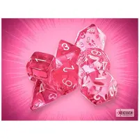 Chessex Dice Set - 16mm gennemsigtig lyser?d/hvid plastpolyhedral terning s?t - Dungeons and Dragons D&D DND TTRPG terninger - Inkluder 7 terning