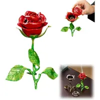 OIMG (Red, 1Set) Vintage rose røgelse brænder, roseformet røgelse holder, dekorative roser røgelse holder, metal rose guld røgelse brænder