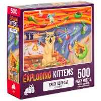 Exploding Kittens Eksploderende killinger 500 stykke puslespil - krydret skrig Jigsaw -puslespil til voksne Cat Puzzle Art Puzzle