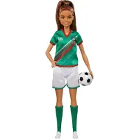 Barbie Careers Fashion Doll & Accessory Soccer Player med brunette hestehale #16 ensartede h?je sokker Cleats & Soccer Ball