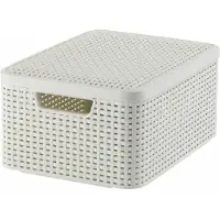 Curver kurv/beholder med låg RATTAN Style M creme (46818)