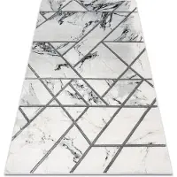 Rugsx Tæppe EMERALD eksklusiv 0085 glamour, stilfuld marmor, geometrisk hvid / sølv 160x220 cm