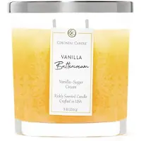 Colonial Candle Vanilla Buttercream duftende stearinlys stærkt duftende stearinlys til hjemme -duftende plettet vokslys 2 Wick 8 Oz - lavet i USA