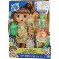 Hasbro Baby Alive Magisk Mikser Baby Tropisk Godbid med ægte blender, der drikker, tisser og laver afføring, Inkluderer 2 fødevarepakker og en ske
