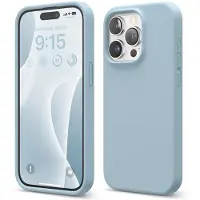 Elago kompatibel med iPhone 15 Pro Liquid Silicone Full Body Protective Case Stockfast blød mikrofiberforing Anti-scratch 6,1 tommer (Sky Blue)