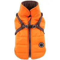 Puppia Mountaineer Vinterhund frakke med integreret sele No Pull Cold Weather Vandtt varm fleece lynls bagp til sm og mellemstore hunde ORANG