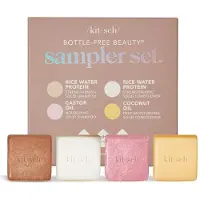Kitsch 4pc sampler set - ris schampo bar tillväxt ricin olja schampo bar kokosnötsolja djupt fuktig hårbeslutbar bar nollavfall
