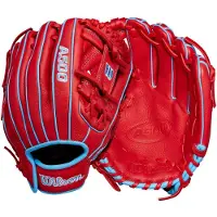 Wilson A500 11,5" Infield Youth Baseball Handske - h?jreh?ndskast r?d/bl?/hvid