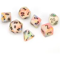 Chessex Dice Set - 10 mm festlig cirkus/sort plastpolyhedral terning s?t - fangehuller og drager D&D DND TTRPG terninger - Inkluder 7 terninger -