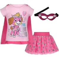 Paw Patrol Skye Toddler Girls Cosplay T-shirt Tulle Tutu Cape and Mask 4 dele outfit s?t 5T