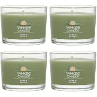 Yankee candle Signature Votive Mini Candle Jar Sage & Citrus Duft Naturlig Soy Wax Blend Candle With Natural Fiber Wick 1.3 Oz Glass Jar (Pack of