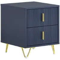 SoBuy Sengebord med 2 skuffer, Blå 40x40x47 cm