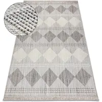 Rugsx Tæppe NANO EO61A Diamanter, løkke, fladvævet grå / hvid 120x170 cm