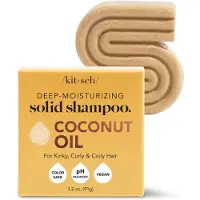 Kitsch Coconut Oil Shampoo Bar Deep Moisturizing Curly Hair Shampoo Safe for Color Treated Hair Paraben & Sulfate Free Formula Plastic Free Vegan