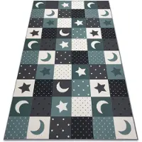 Rugsx Tæppe til børn STARS berømtheder, stjerner, børns, turkis / grå 100x250 cm