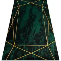 Rugsx Tæppe EMERALD eksklusiv 1022 glamour, stilfuld geometrisk, marmor flaske grøn / guld 240x330 cm