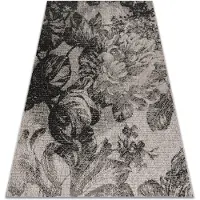 Rugsx Sisaltæppe SISAL FLOORLUX 20491 BLOMSTER sølv / sort 80x150 cm