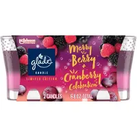 Glade Candle Jar Air Freshener 2in1 Merry Berry & Cranberry Celebration Limited Edition Duft 3.4 oz 2 t?lling