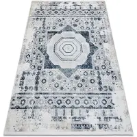 Rugsx Moderne tæppe DUKE 51542 creme / blå - Roset vintage, struktureret, meget blød, frynser 180x270 cm