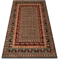 Rugsx Tæppe villaa KASHQAI 4301 401 orientalsk, ramme grøn / terracotta 67x275 cm