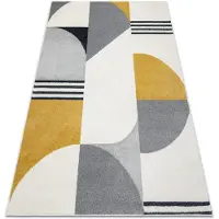 Rugsx Tæppe FUSION 1327 hvid / mørk grå / guld - Geometrisk, moderne, abstrakt 140x190 cm