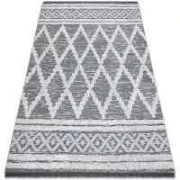 Rugsx Tæppe MOROC Roma22297 Økologisk, EKO SISAL kvaster - to niveauer af fleece grå / fløde, tæppe af genbrugt bomuld 194x290 cm