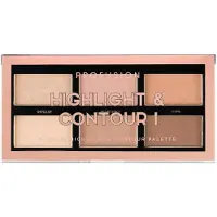 Profusion Cosmetics Mini Artistry Highlight & Contour I Palette Makeup Kit Langtidsholdbar og bl?d pulverformel - Let Medium