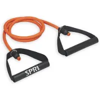 SPRI modstandsbnd med hndtag - Trningsmodstandsrrbnd til styrketrning Fitness - Trningsarme Bryst Ryg Skuldre - Orange Lys