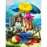 Sunsout Inc - Beach Dogs - 300 PC Jigsaw Puzzle av Artist: Tom Wood - Färdig storlek 18 " X 24 " - MPN# 28884