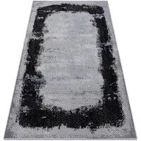 Rugsx Tæppe CORE A004 Ramme, skraveret - strukturelt, to niveauer af fleece, sort / grå 200x290 cm