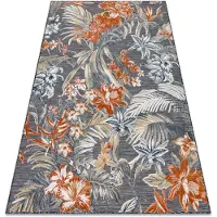 Rugsx Tæppe Strukturelt BOTANIC 65262 blomster, fladvævet på balkonen, terrasse - sort 137x190 cm