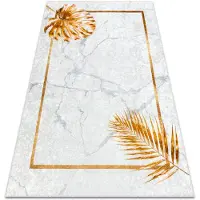 Rugsx MIRO 51518.806 tæppe skal vaskes Blade, ramme skridsikker - grå / guld 80x150 cm