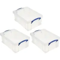 Really Useful Virkelig nyttig kasse Stabelbar 9 liters plastopbevaringsbeholder med snap l?g og indbygget klipl?sh?ndtag til hjemme- og kontororganisation (3 p