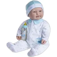JC Toys Kaukasisk 20-tommer stor blød krop baby dukke | - La Baby | Vaskbart | aftageligt blåt tøj m/ hat og napp | For børn 2 år